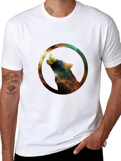 Galaxy Wolf Circle Black T-Shirt