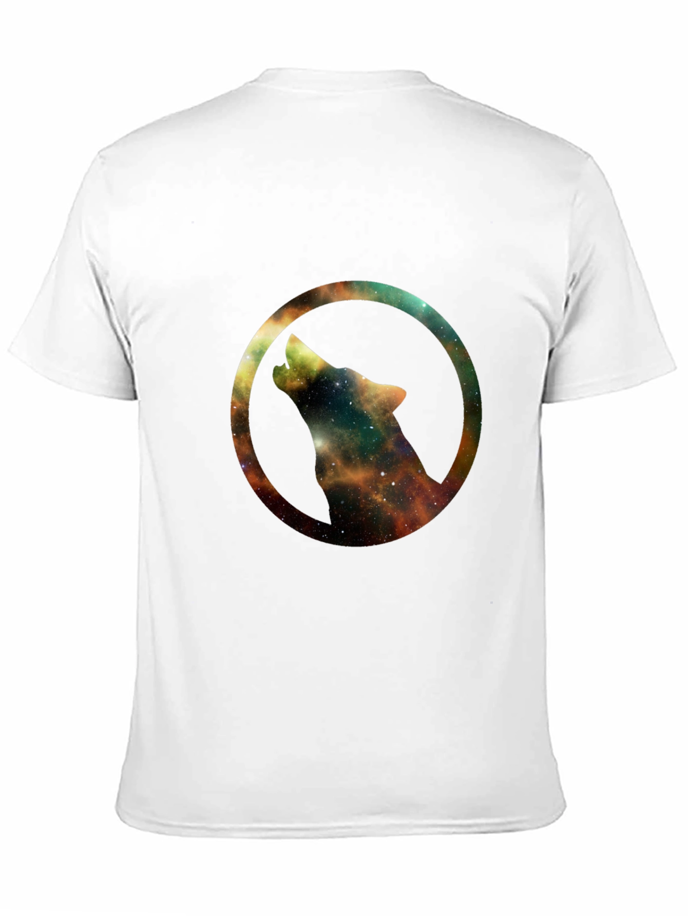 Galaxy Wolf Circle Black T-Shirt