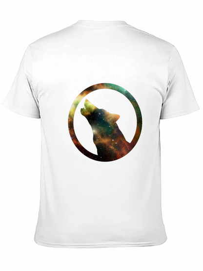 Galaxy Wolf Circle Black T-Shirt