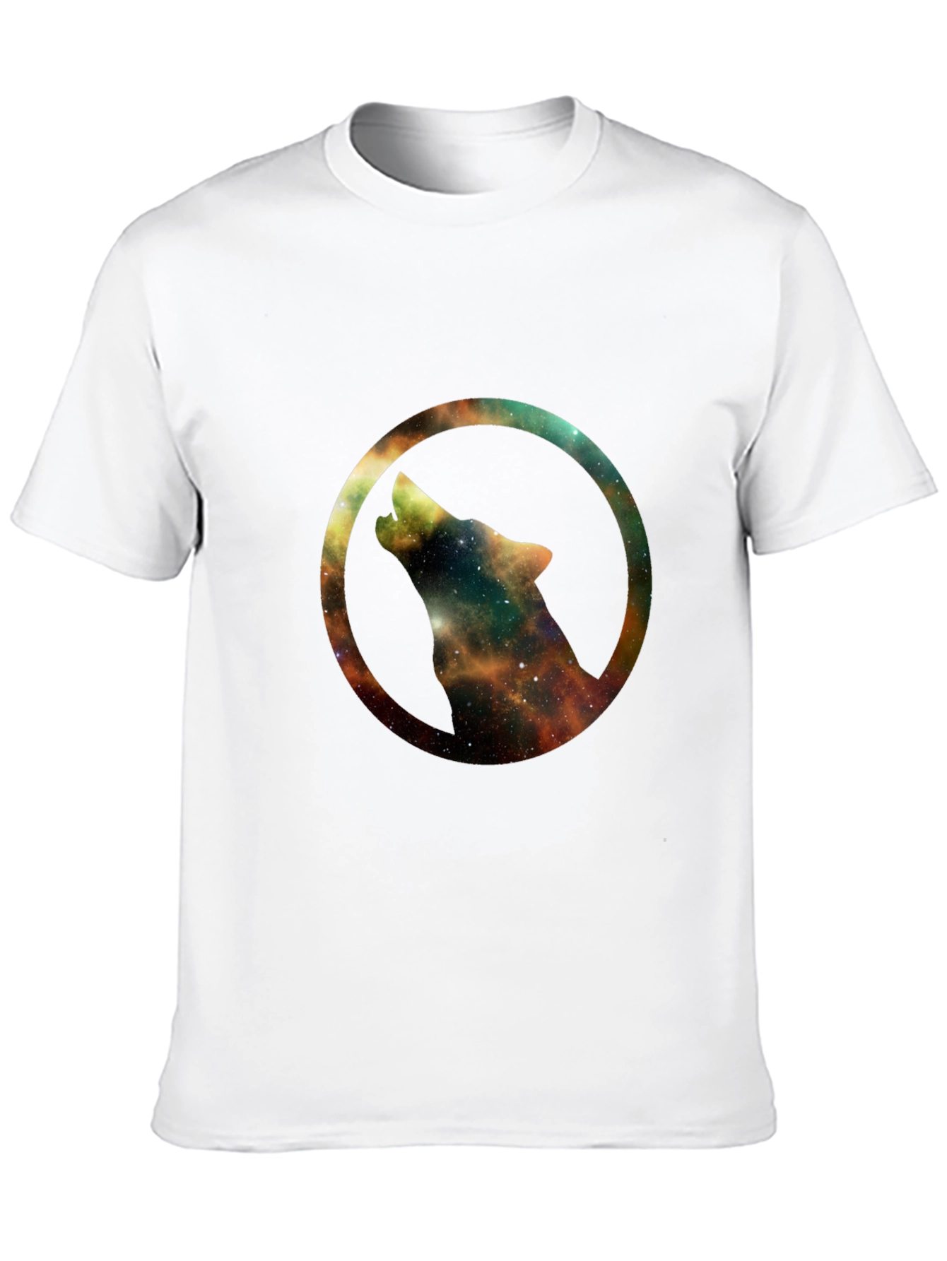 Galaxy Wolf Circle Black T-Shirt