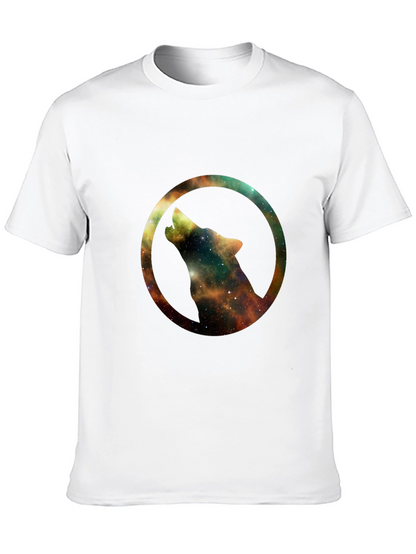Galaxy Wolf Circle Black T-Shirt