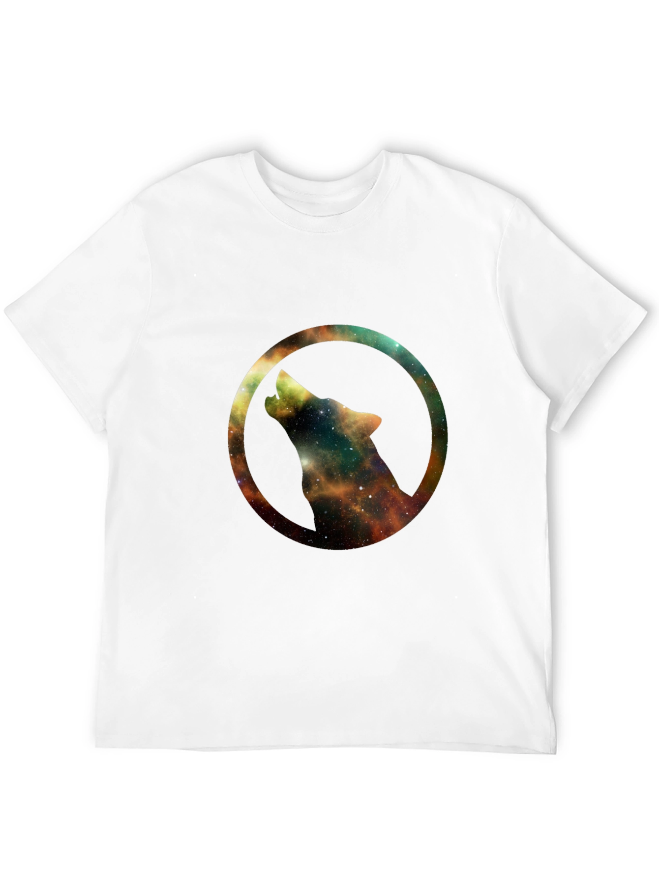 Galaxy Wolf Circle Black T-Shirt