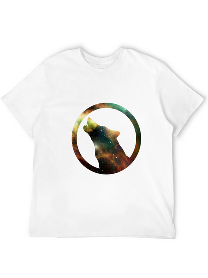 Galaxy Wolf Circle Black T-Shirt