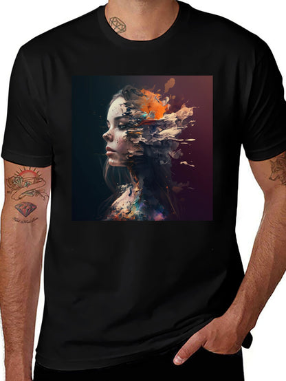 Abstract Woman Graphic Black T-Shirt
