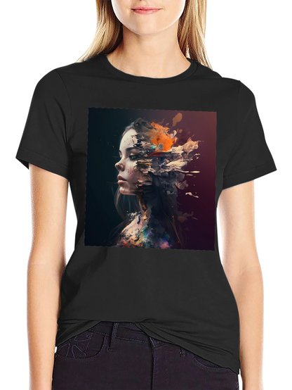 Abstract Woman Graphic Black T-Shirt