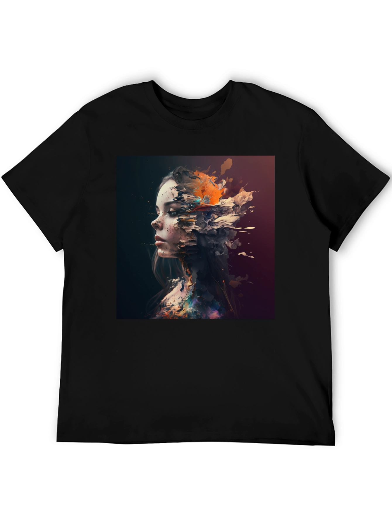 Abstract Woman Graphic Black T-Shirt