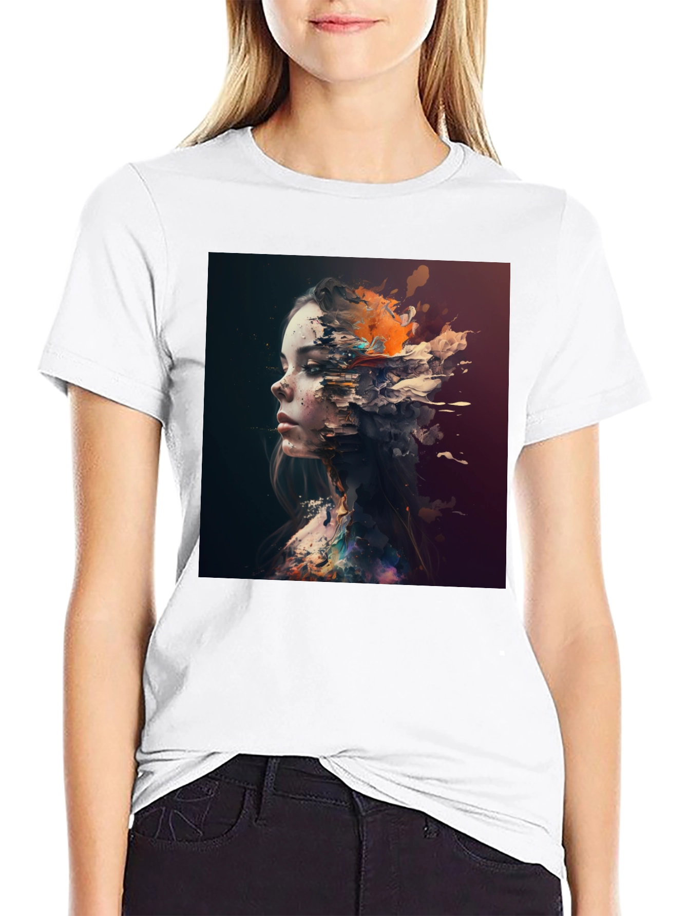 Abstract Woman Graphic Black T-Shirt