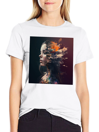 Abstract Woman Graphic Black T-Shirt