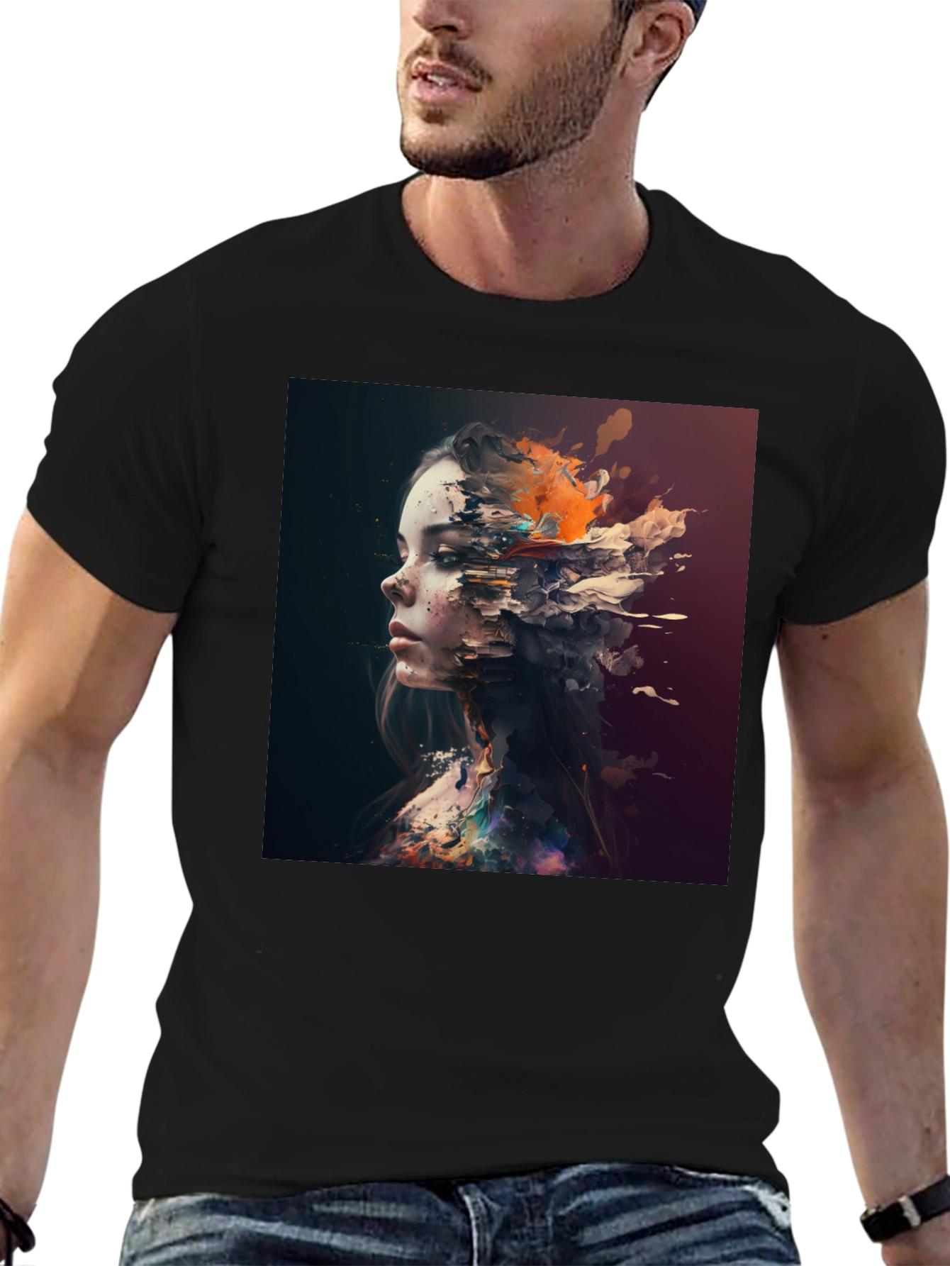 Abstract Woman Graphic Black T-Shirt