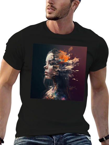Abstract Woman Graphic Black T-Shirt