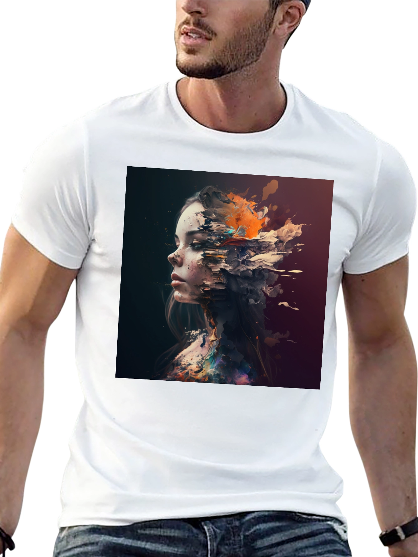Abstract Woman Graphic Black T-Shirt