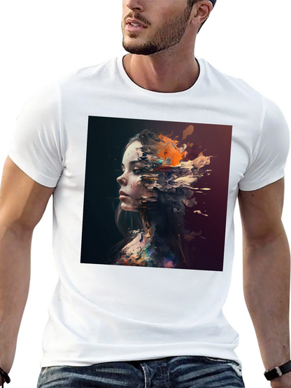 Abstract Woman Graphic Black T-Shirt