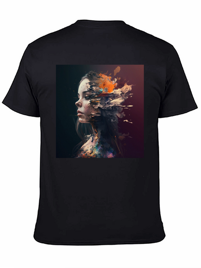 Abstract Woman Graphic Black T-Shirt