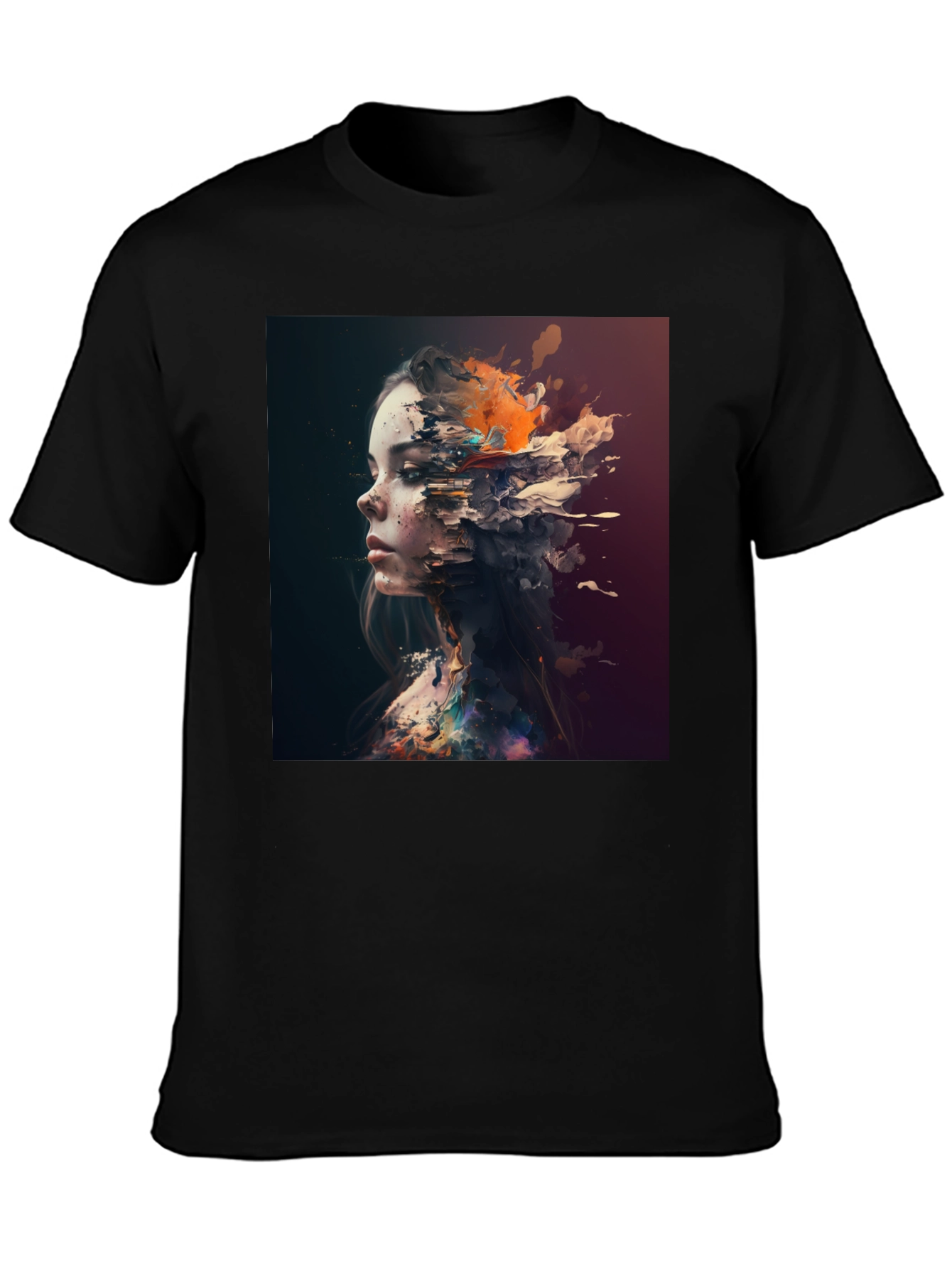 Abstract Woman Graphic Black T-Shirt