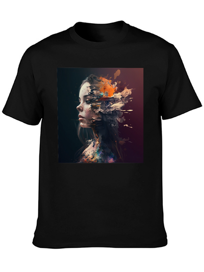 Abstract Woman Graphic Black T-Shirt