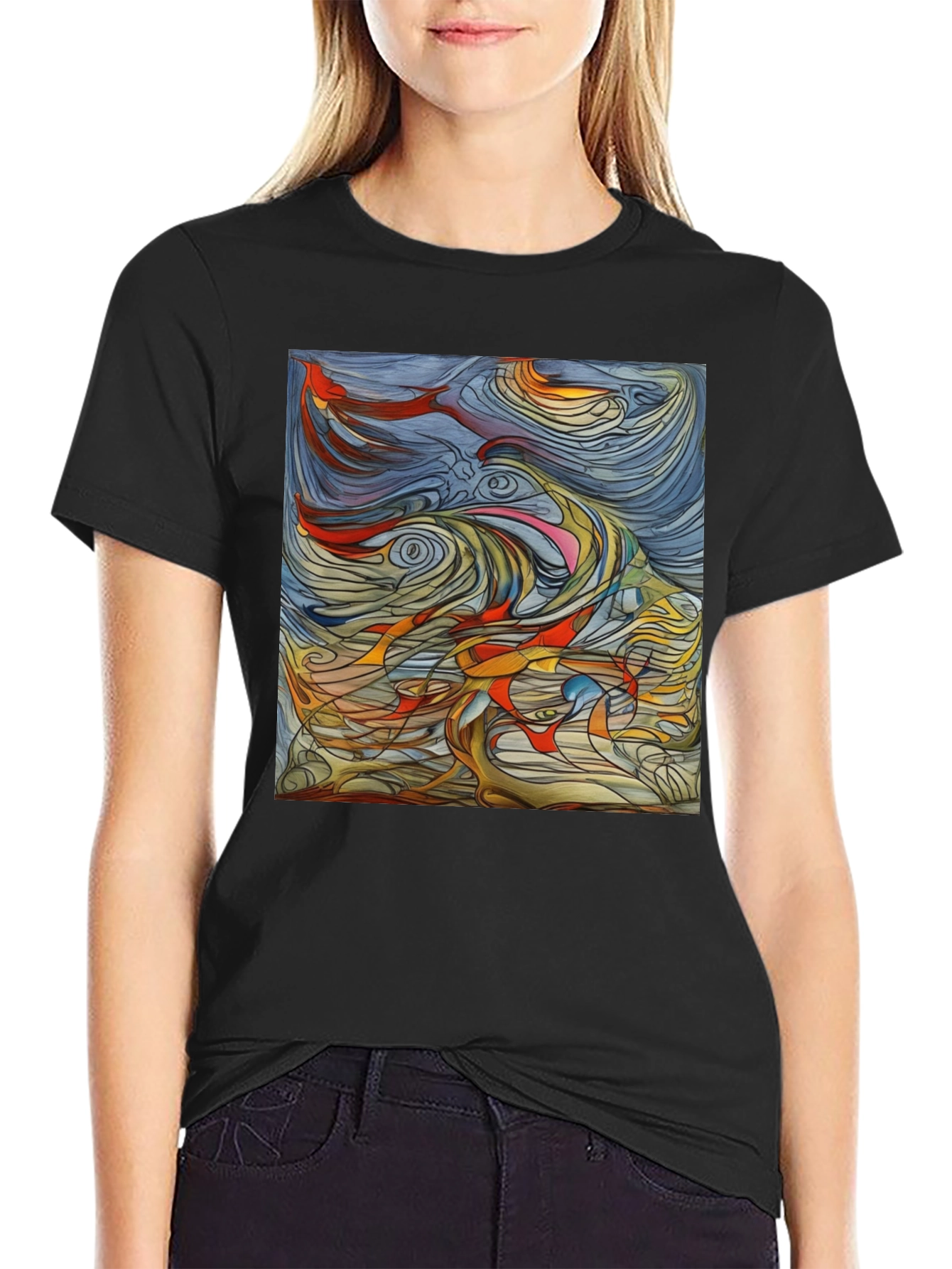 Abstract Art Graphic Tee - Black Unisex T-Shirt