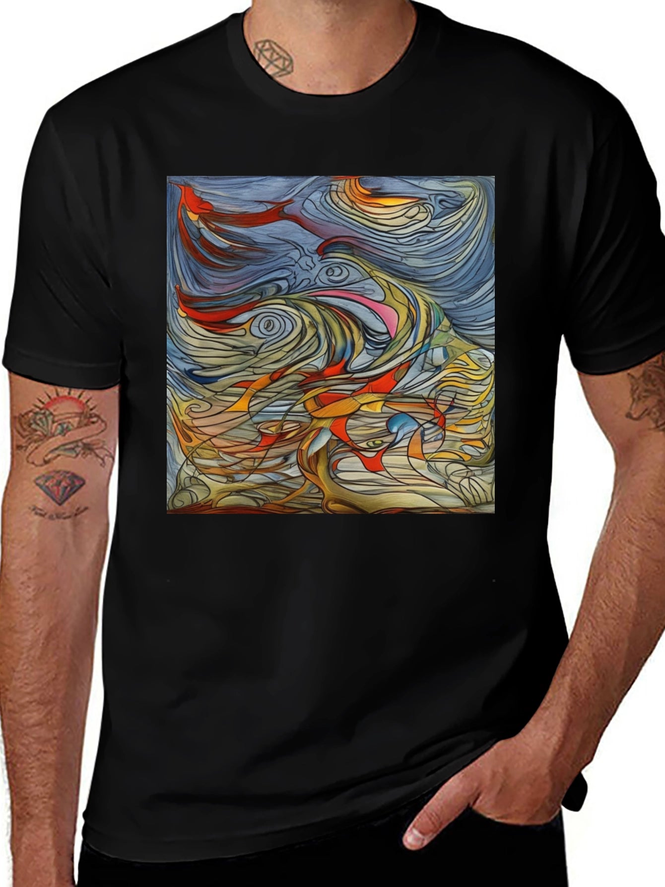 Abstract Art Graphic Tee - Black Unisex T-Shirt