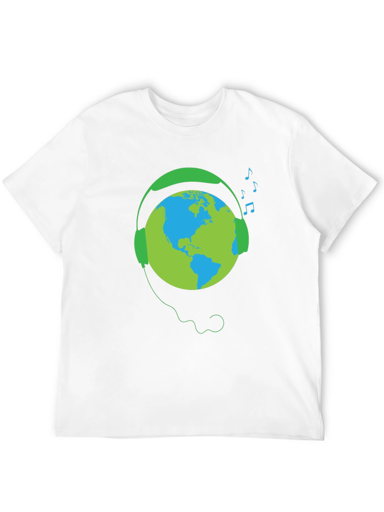 Earth Globe Headphones Graphic T-Shirt