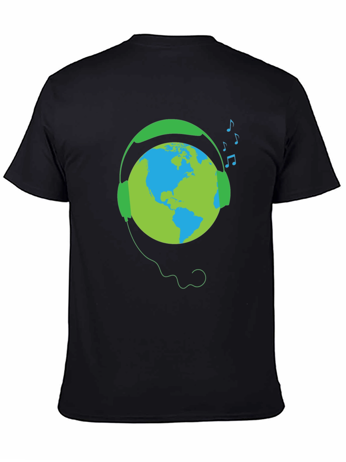 Earth Globe Headphones Graphic T-Shirt