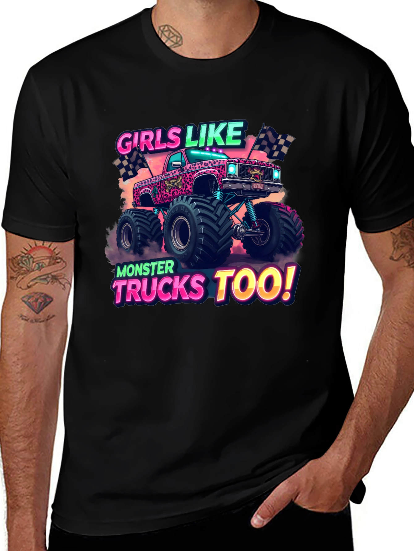 Girls Like Monster Trucks Too Graphic T-Shirt