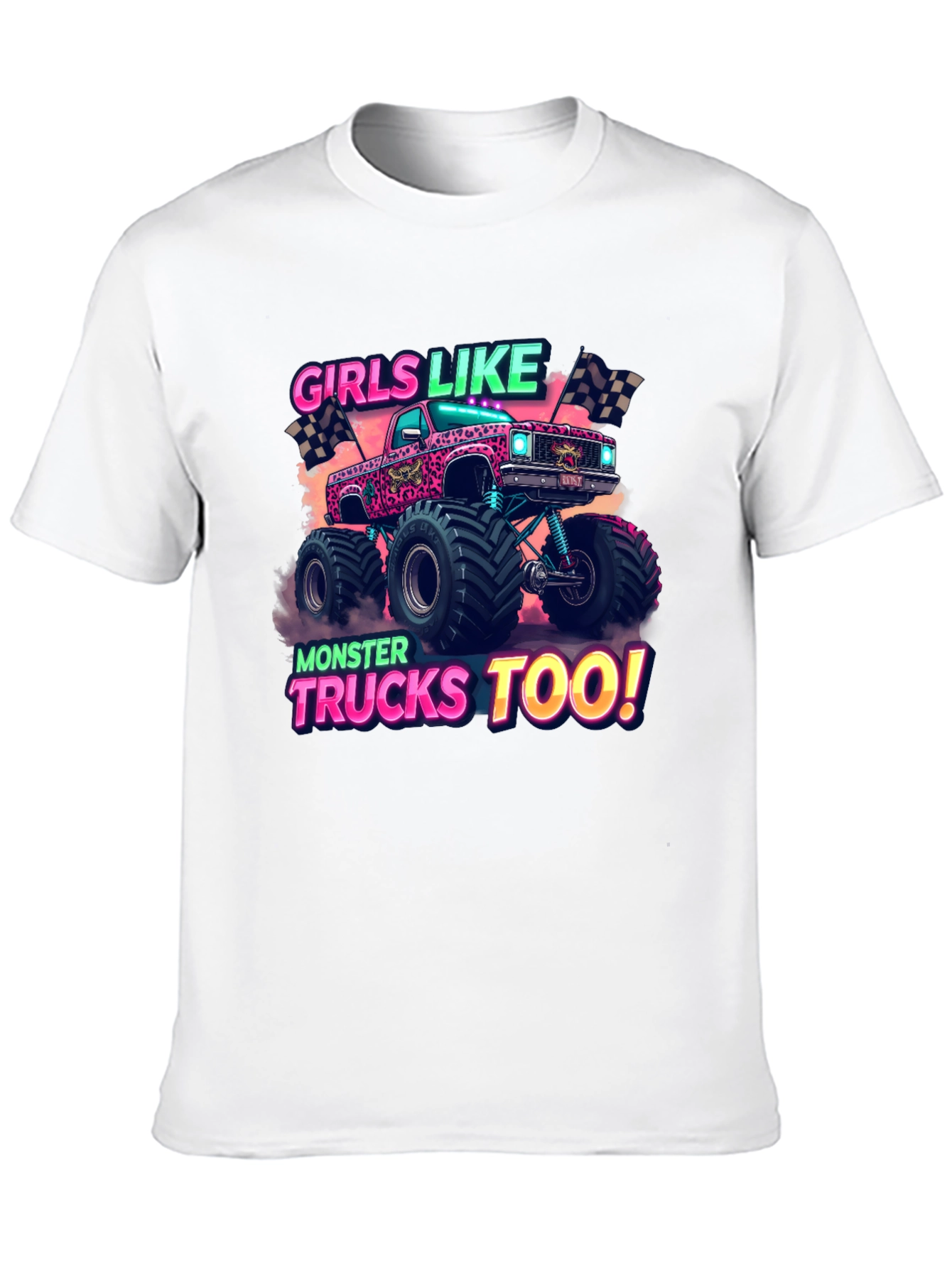 Girls Like Monster Trucks Too Graphic T-Shirt