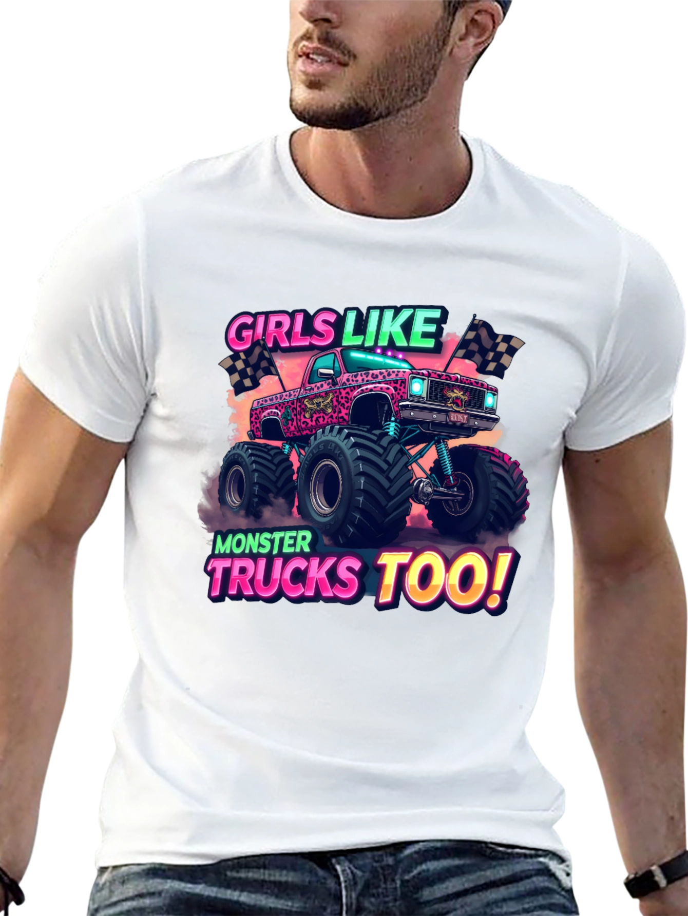 Girls Like Monster Trucks Too Graphic T-Shirt