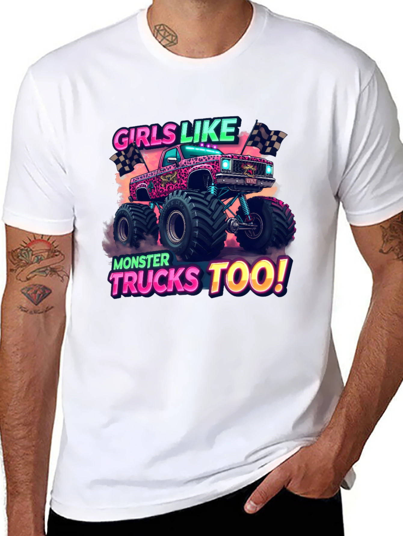 Girls Like Monster Trucks Too Graphic T-Shirt