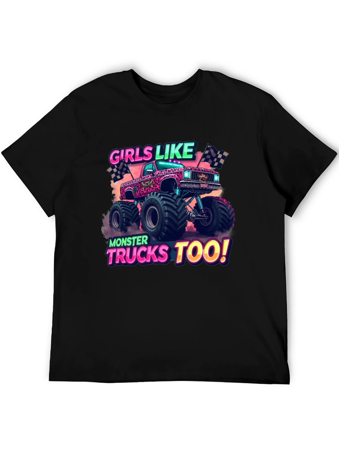 Girls Like Monster Trucks Too Graphic T-Shirt