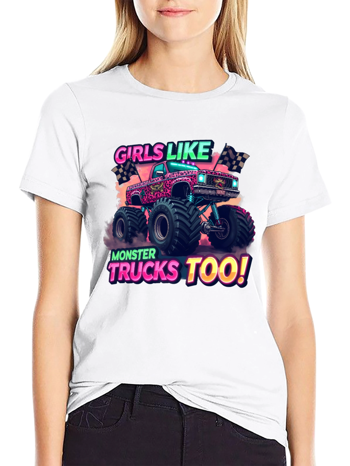 Girls Like Monster Trucks Too Graphic T-Shirt