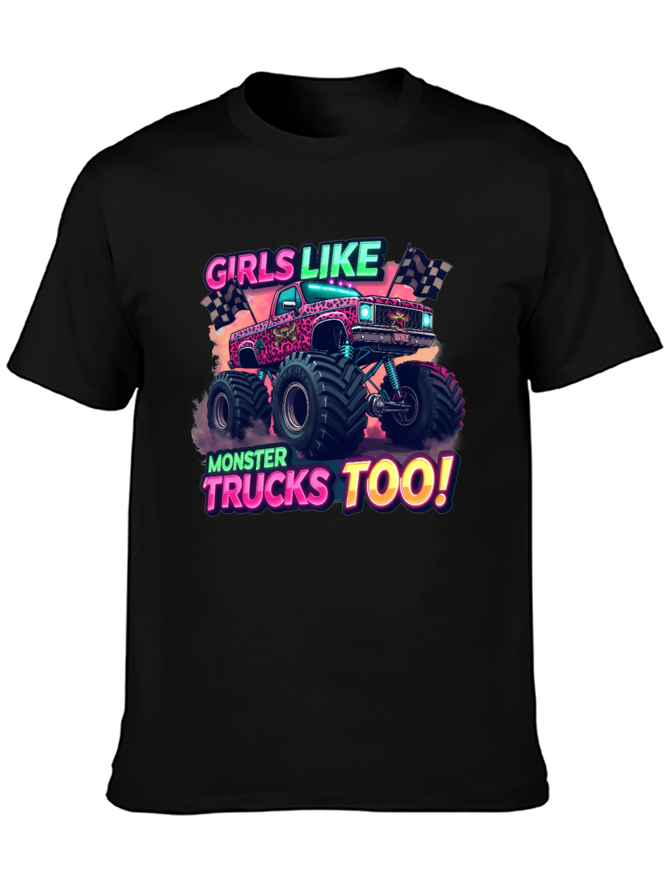 Girls Like Monster Trucks Too Graphic T-Shirt
