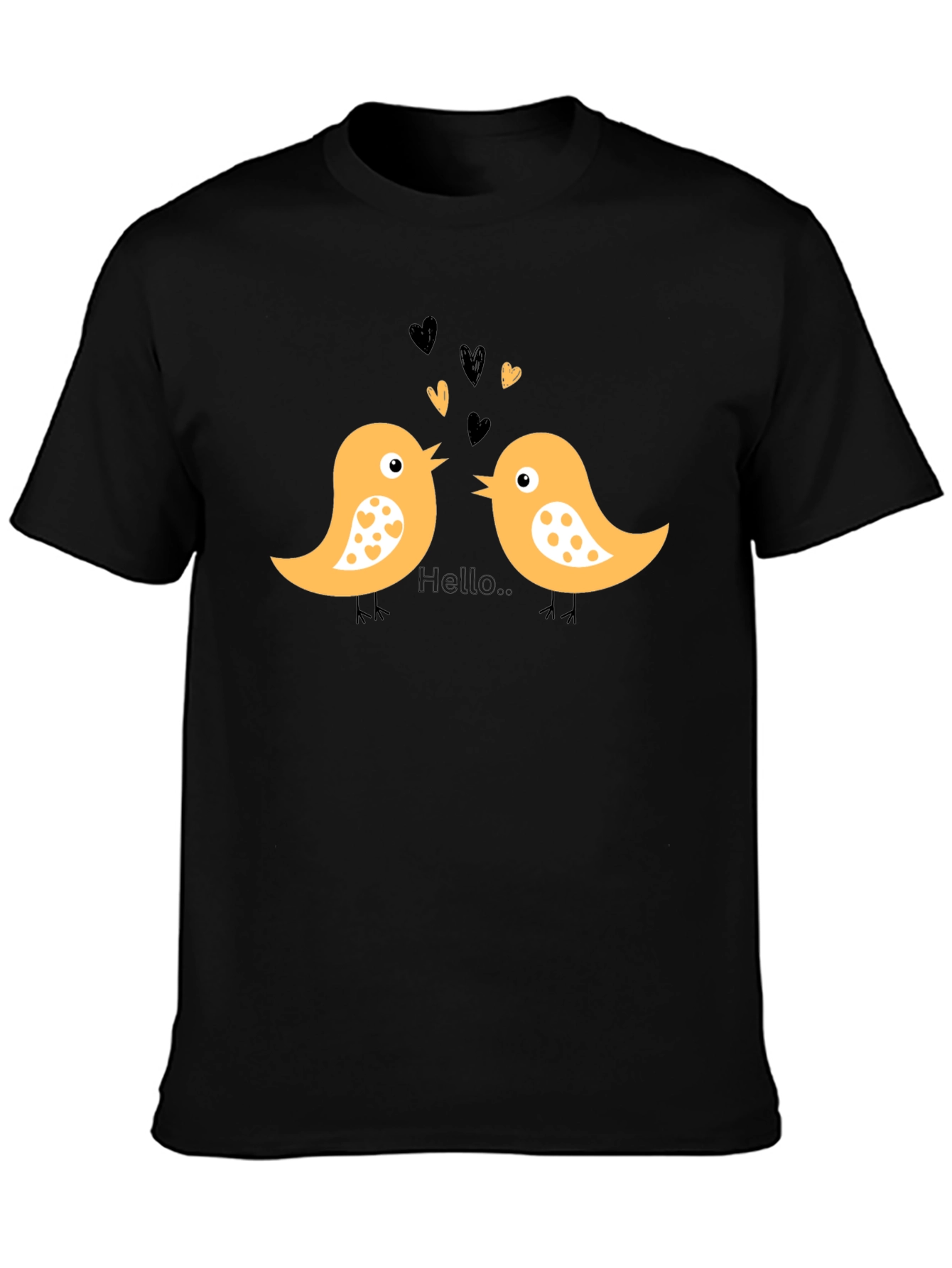 Cute Bird Love T-Shirt - Black Cotton Tee