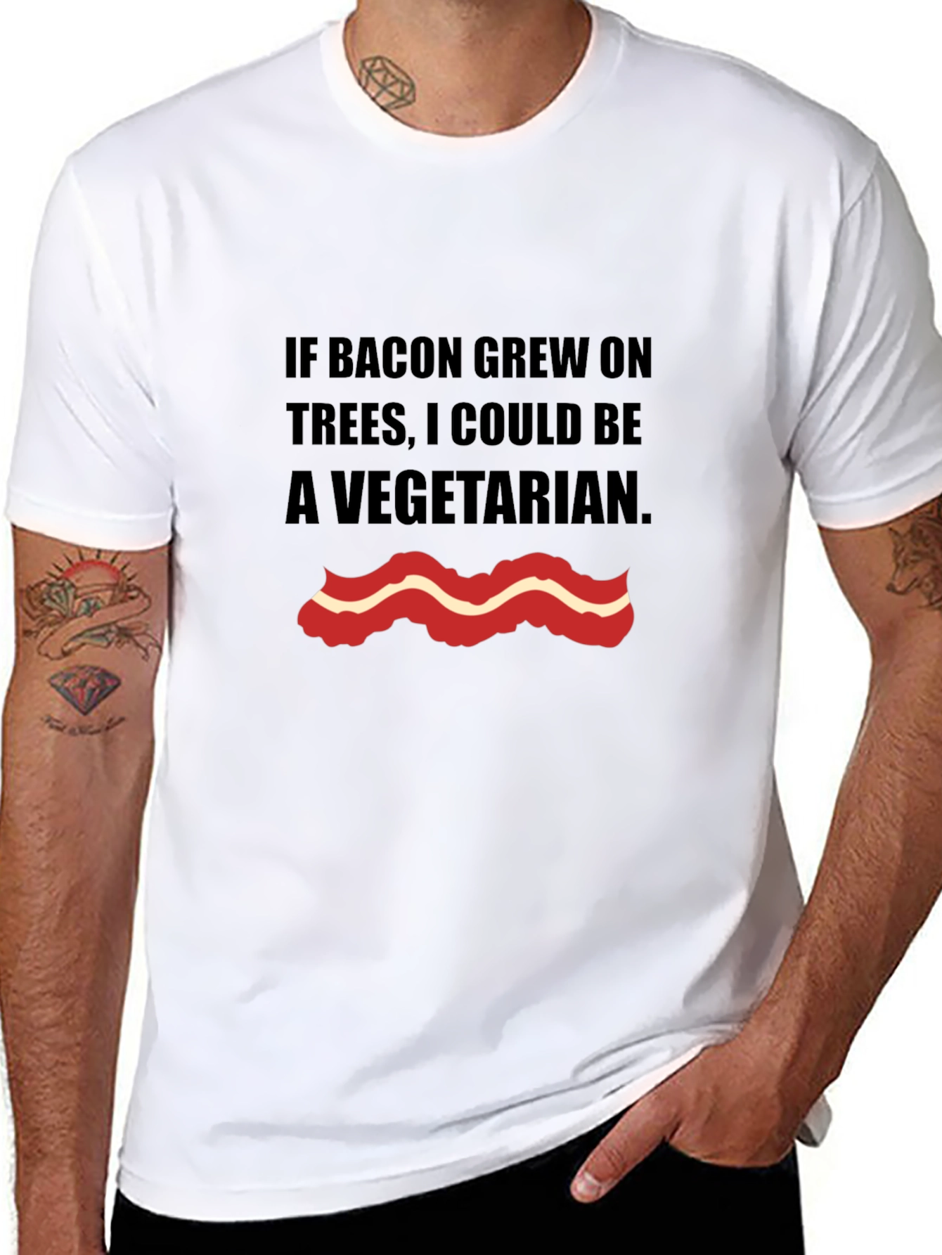 Bacon Trees Vegetarian Graphic T-Shirt