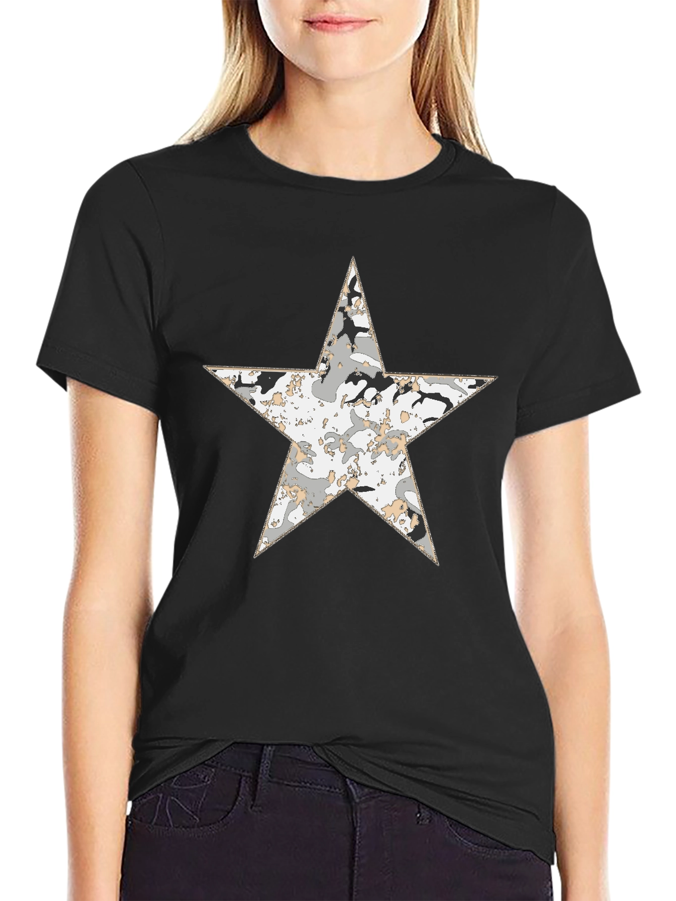 Star Camo T-Shirt - Mens Black Graphic Tee