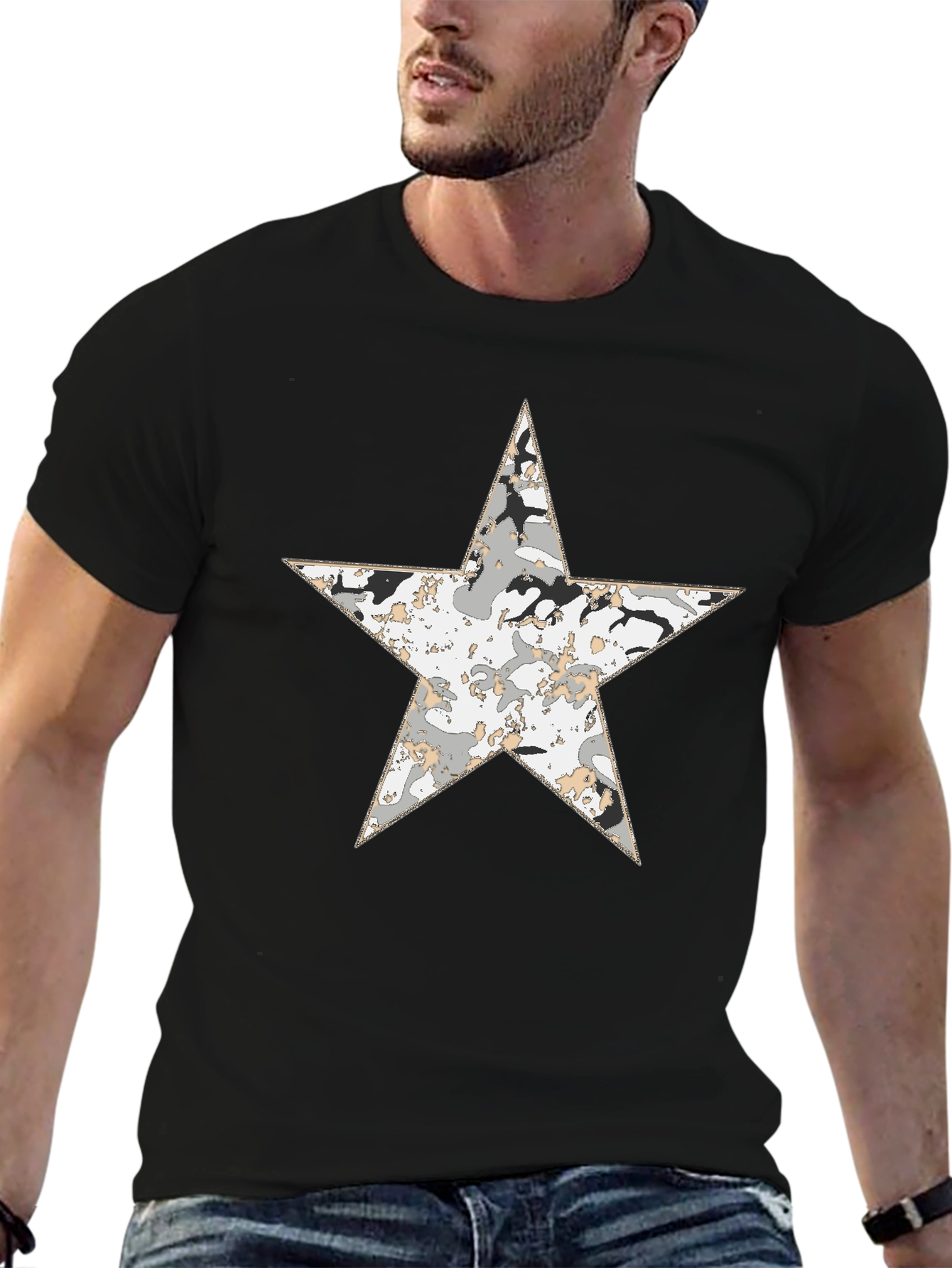 Star Camo T-Shirt - Mens Black Graphic Tee