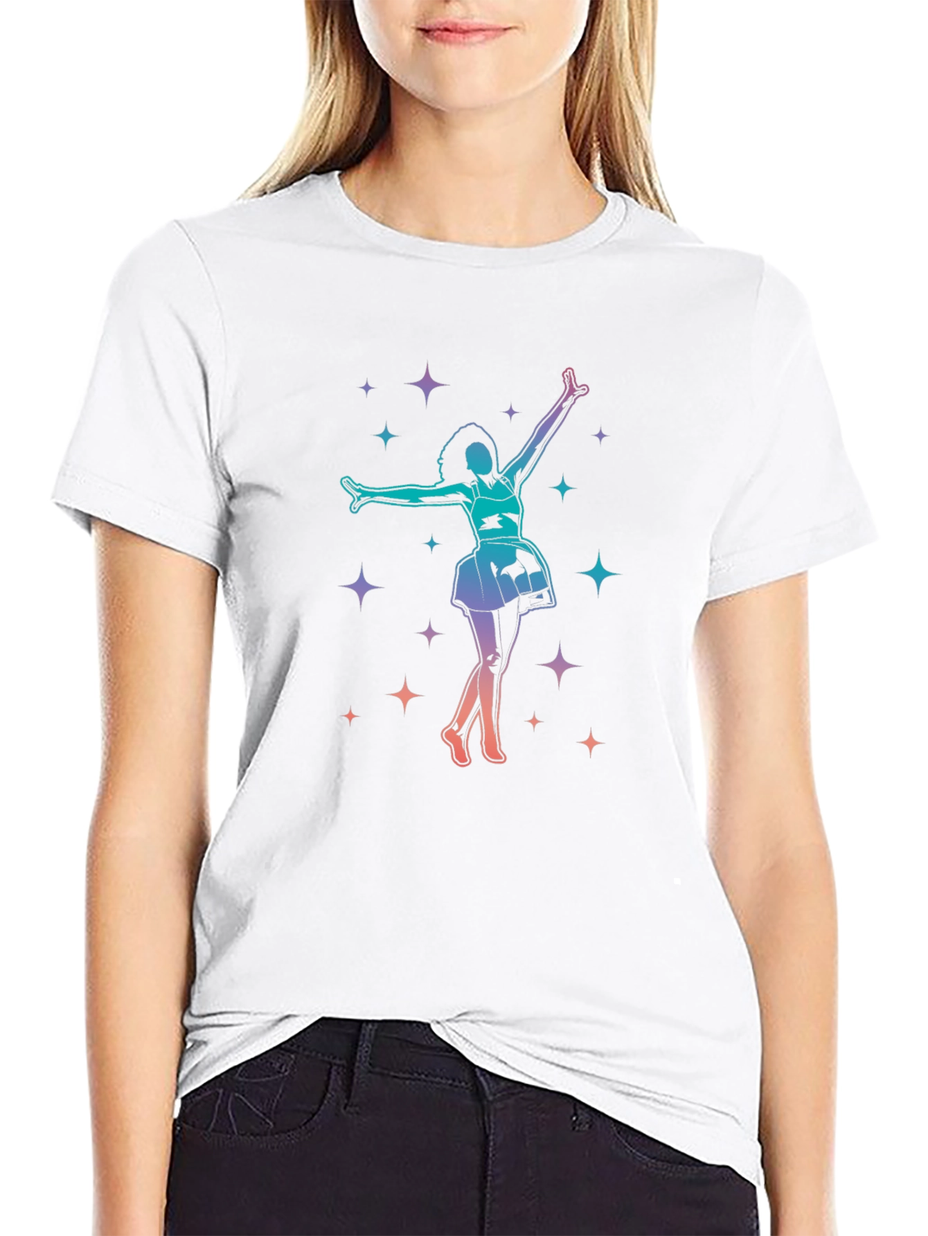 Dancing Star Graphic Tee - Black Cotton