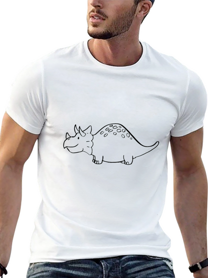 Triceratops Outline T-Shirt - Cool Dino Tee
