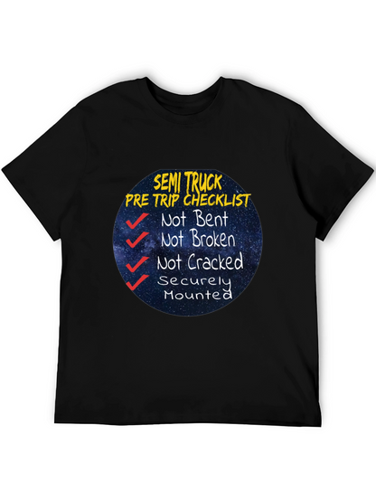 Semi Truck Pre Trip Checklist Black T-Shirt