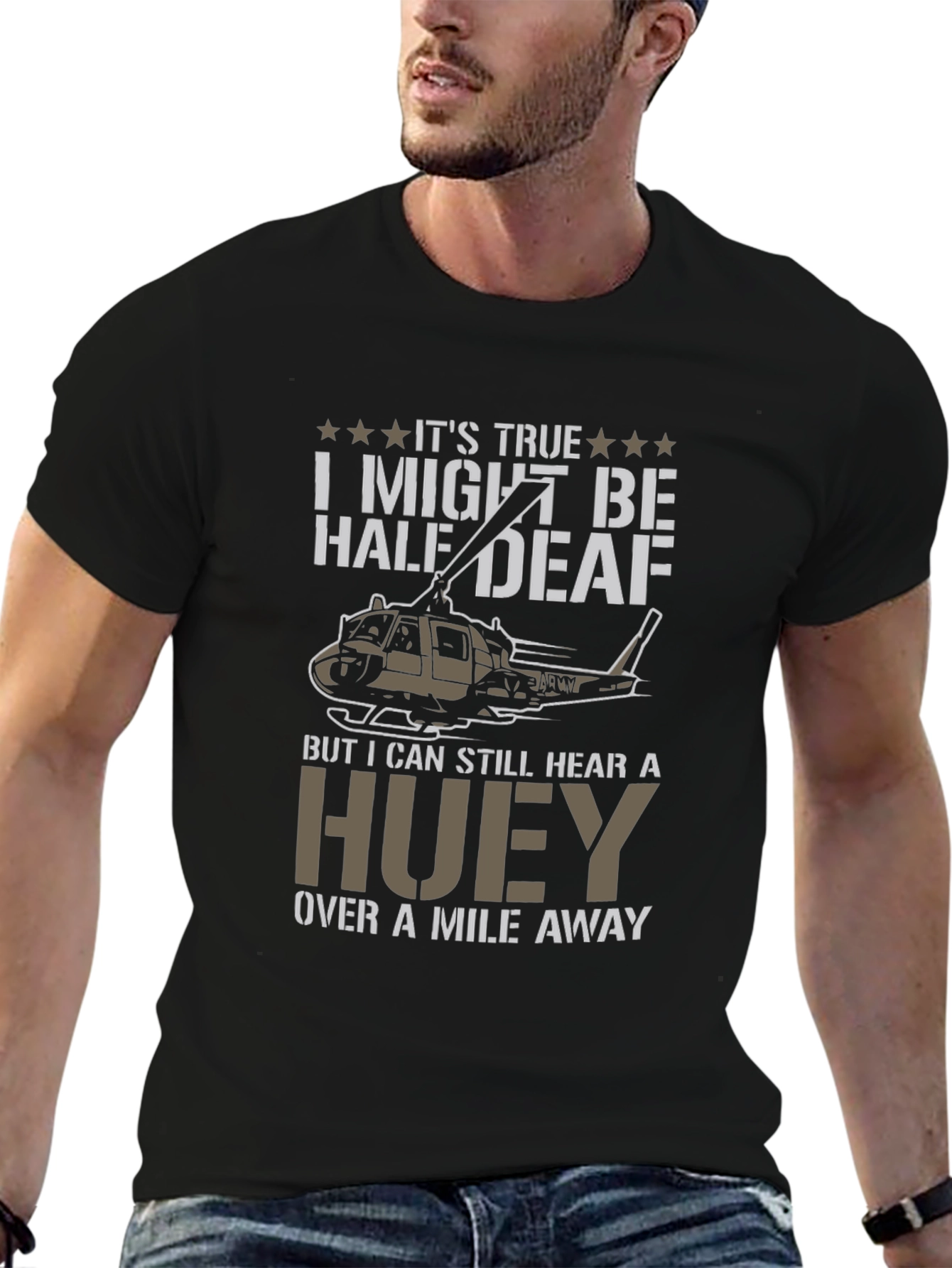Half Deaf Huey Helicopter T-Shirt
