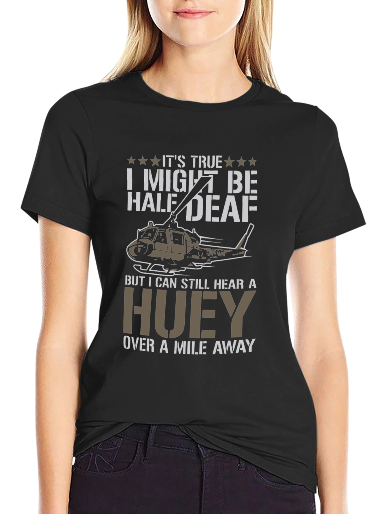 Half Deaf Huey Helicopter T-Shirt
