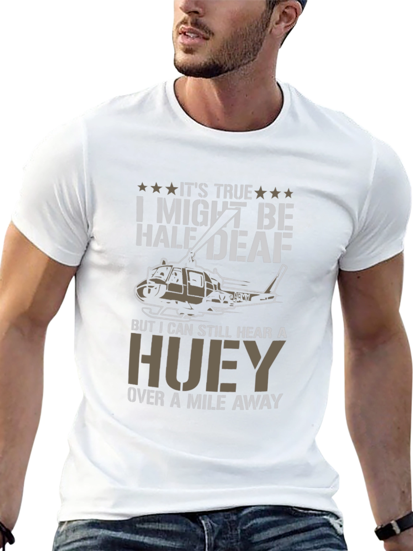Half Deaf Huey Helicopter T-Shirt
