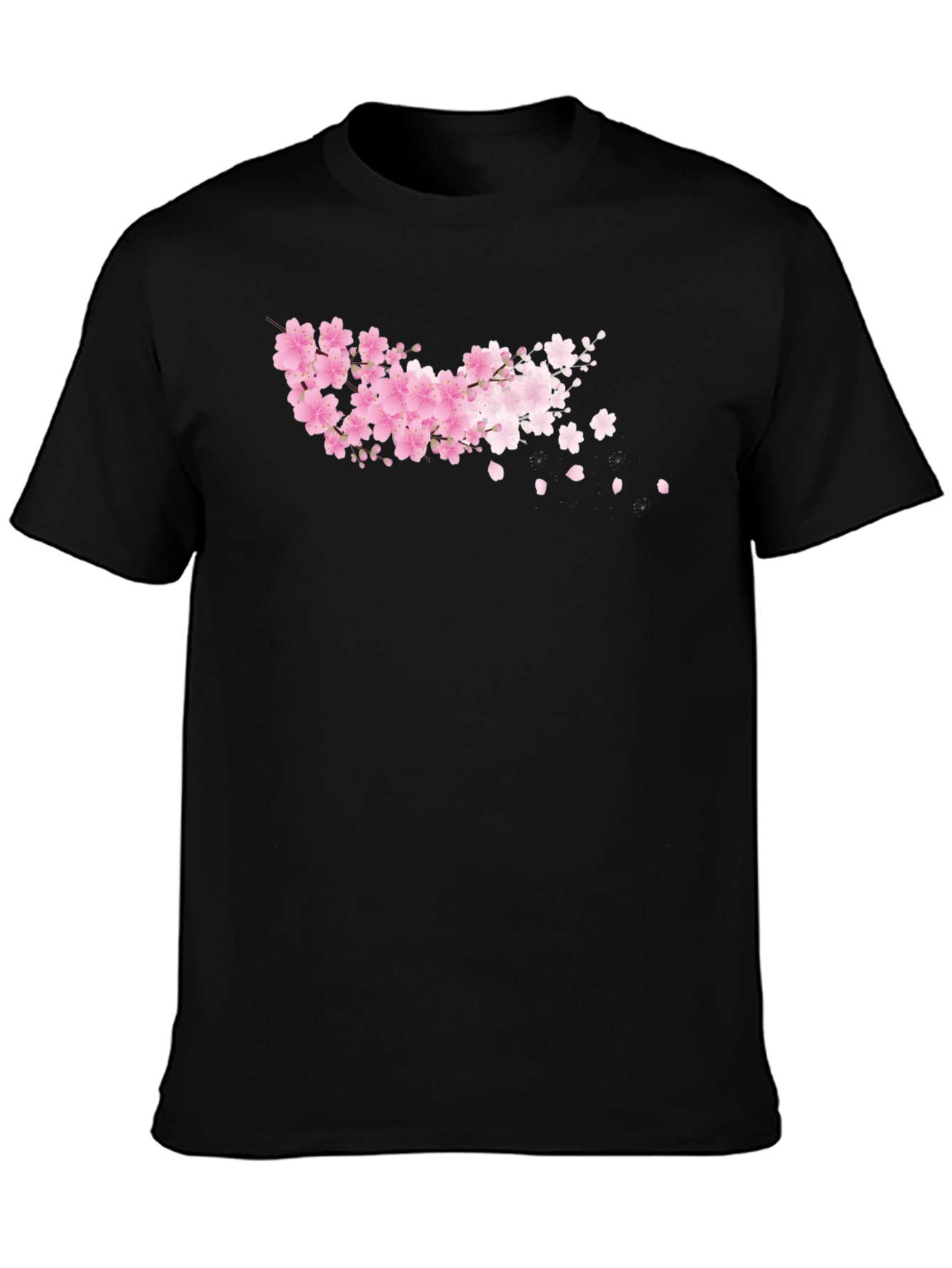 Cherry Blossom Black T-Shirt - Floral Design