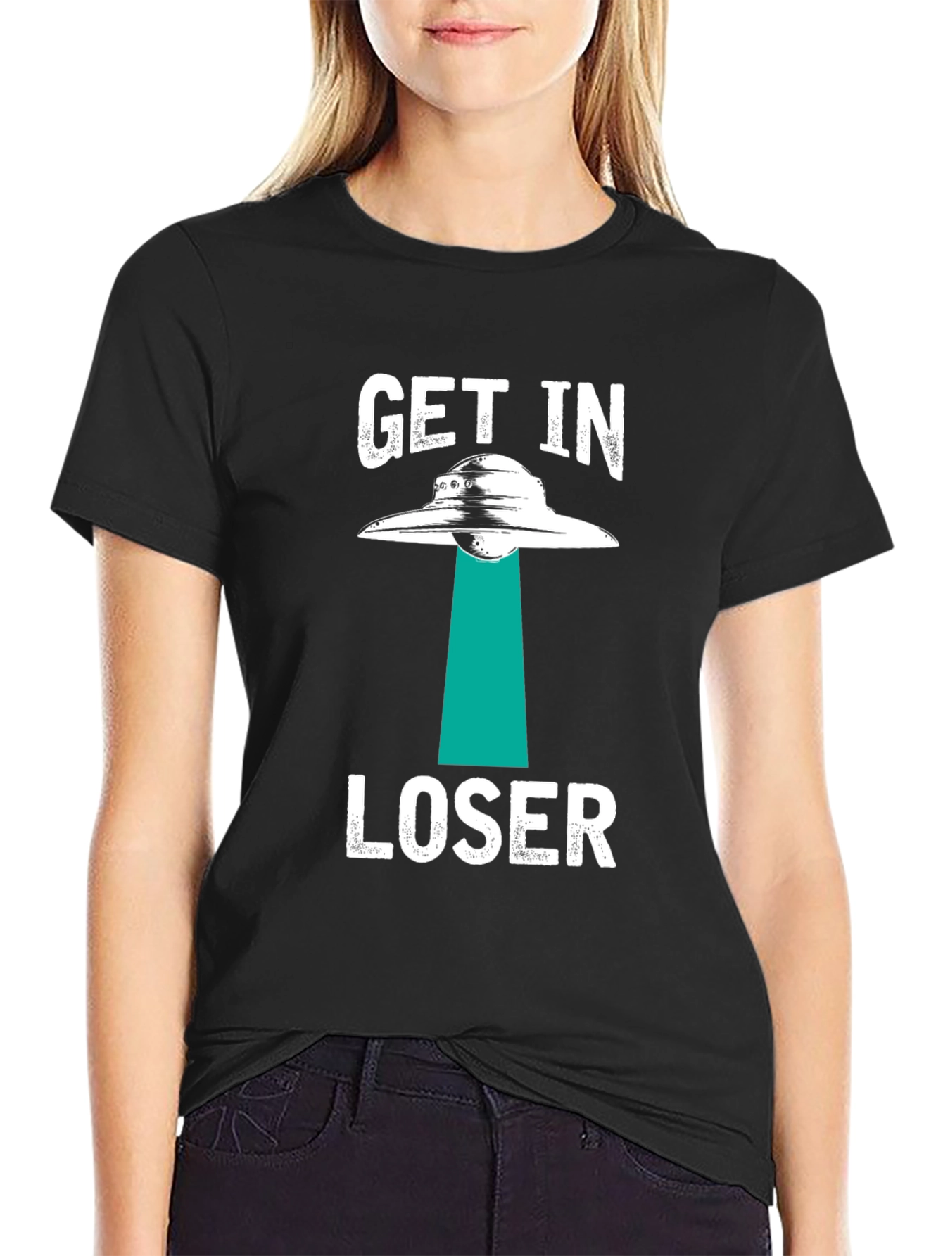 Get In Loser Alien Abduction Graphic T-Shirt