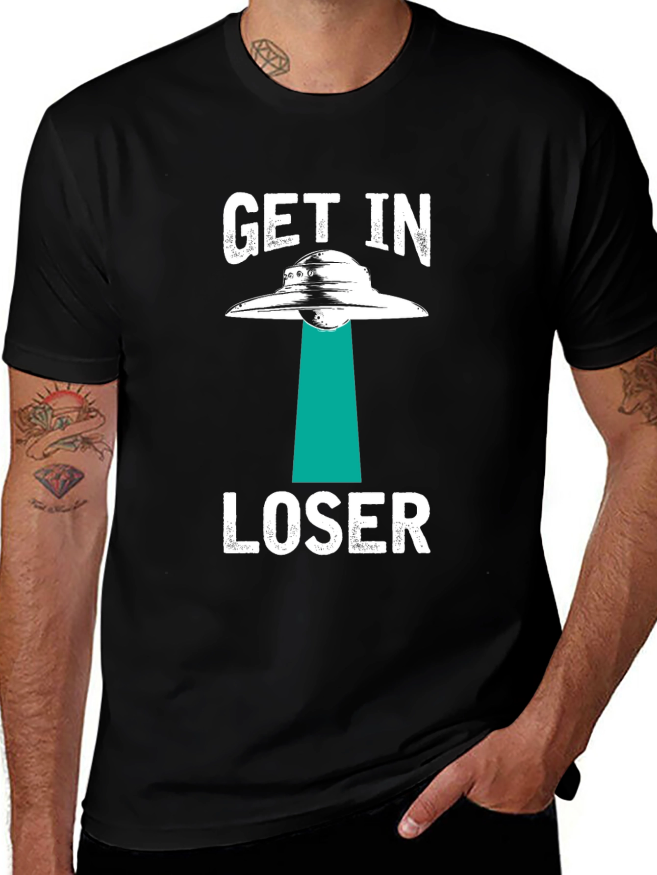 Get In Loser Alien Abduction Graphic T-Shirt