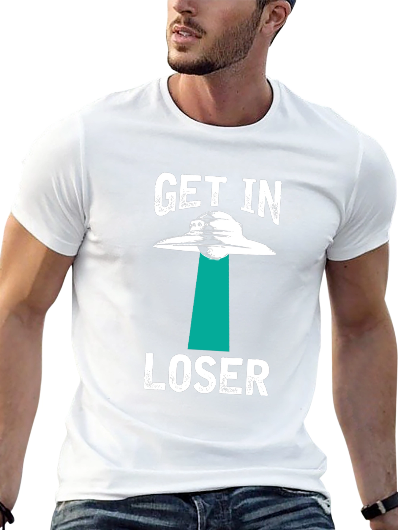 Get In Loser Alien Abduction Graphic T-Shirt