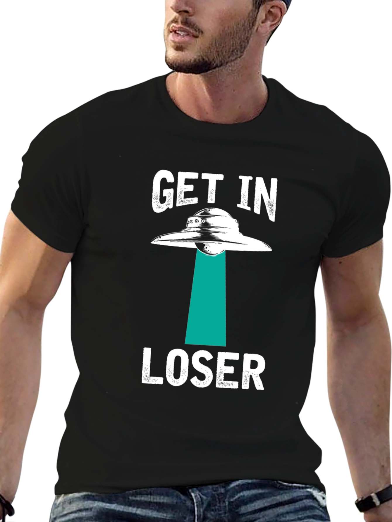 Get In Loser Alien Abduction Graphic T-Shirt