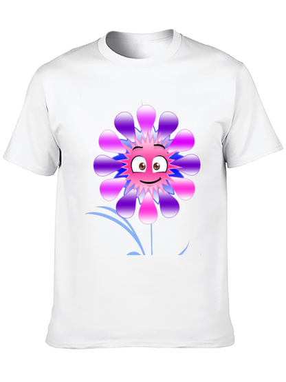 Funny Flower Graphic Print Black T-Shirt