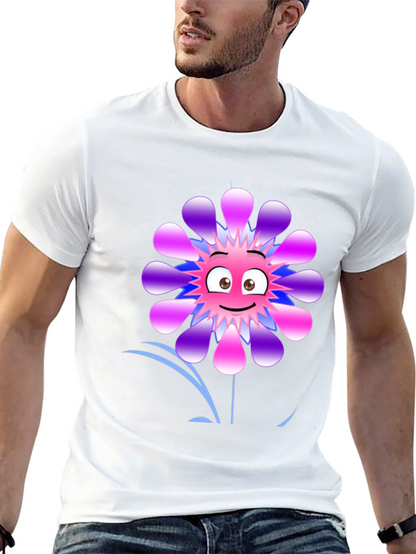 Funny Flower Graphic Print Black T-Shirt