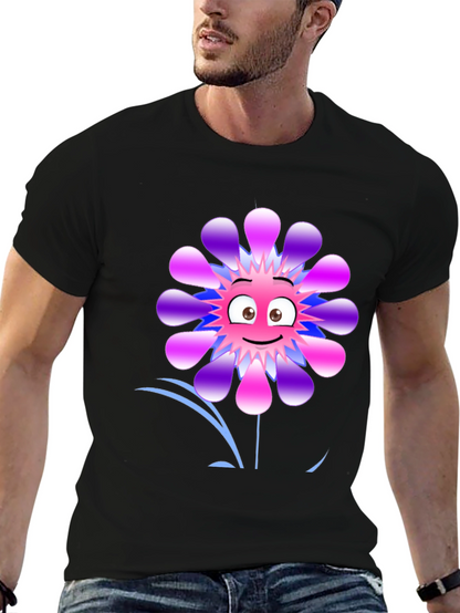 Funny Flower Graphic Print Black T-Shirt