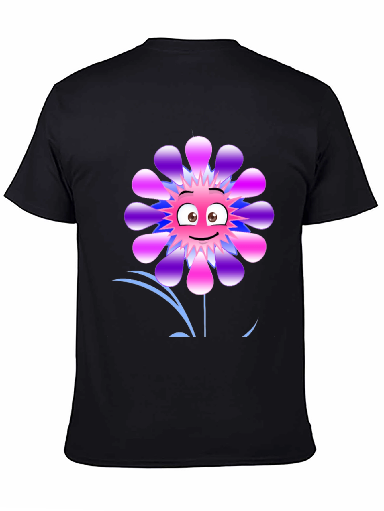 Funny Flower Graphic Print Black T-Shirt