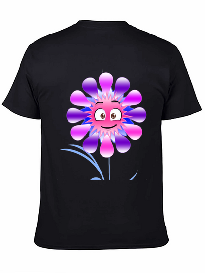 Funny Flower Graphic Print Black T-Shirt